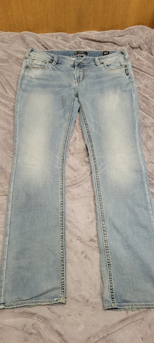 Silver Jeans Aiko Mid Slim Boot Womens 36x35 Light Wash Bootcut Denim Western